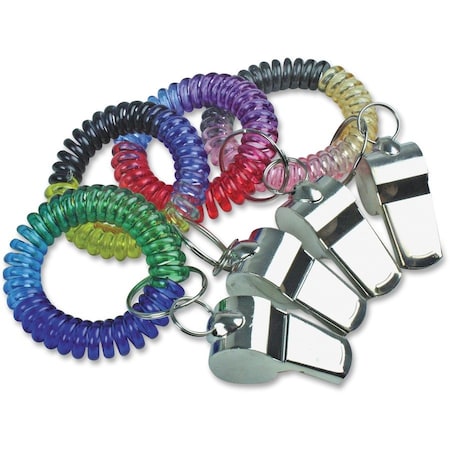 The Pencil Grip Wrist Coil Whistle, Tri-Color, Stainless Steel, Key Ring TPG26201